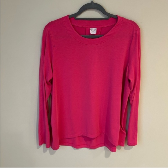 Athleta Fuchsia Hot Pink Long Sleeve Crewneck Athletic Top Women’s Size Medium - Picture 2 of 6